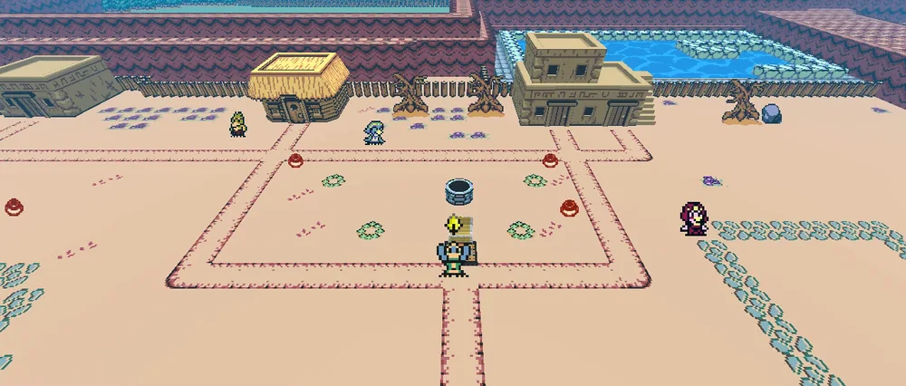 Captura de gameplay: poblado del desierto